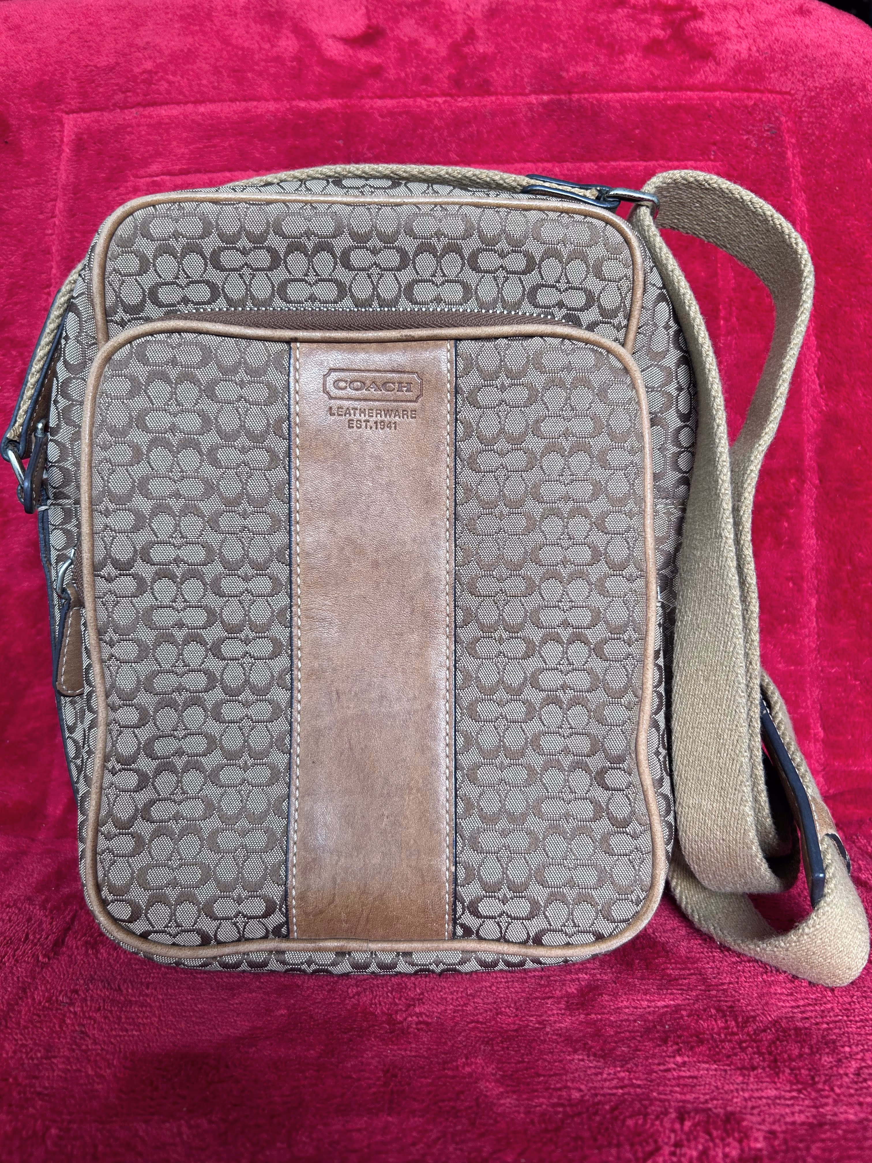 Coach Heritage Signature Stripe Flight Bag