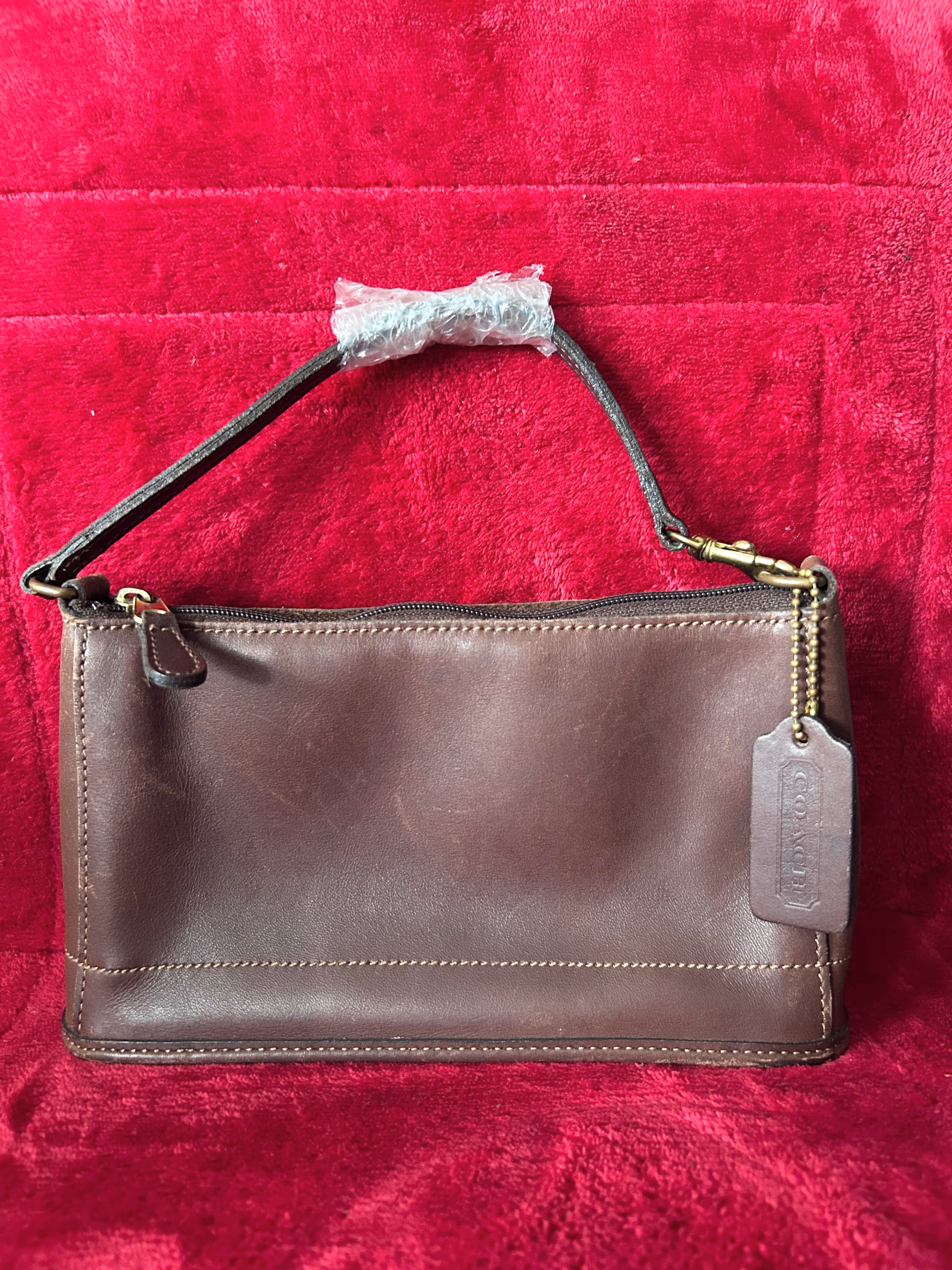 Vintage COACH Brown Glove Tanned Leather Shoulder Bag Pouch Baguette