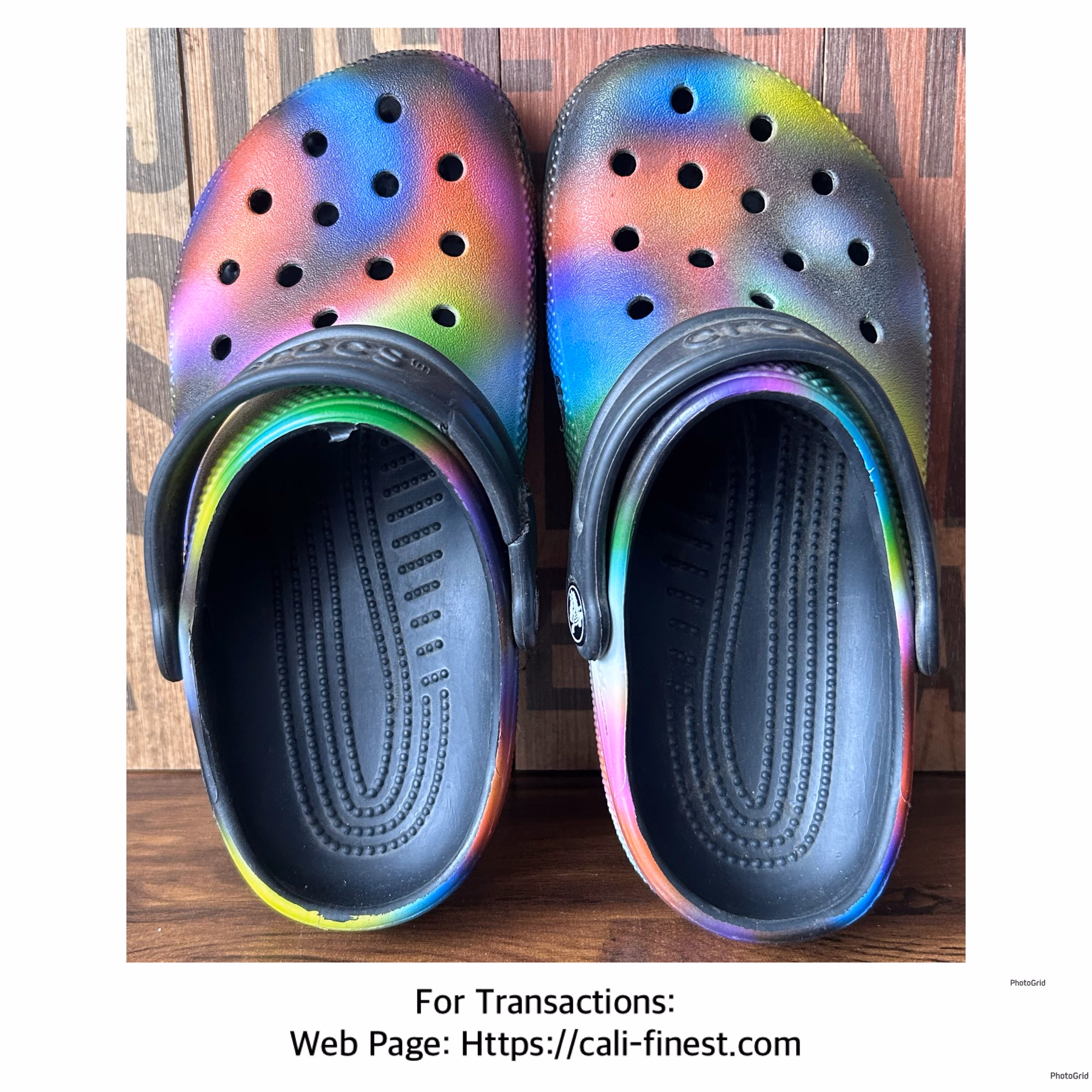 Crocs Classic Solarized Clog in a vibrant Black and Multi tie-dye colorway  