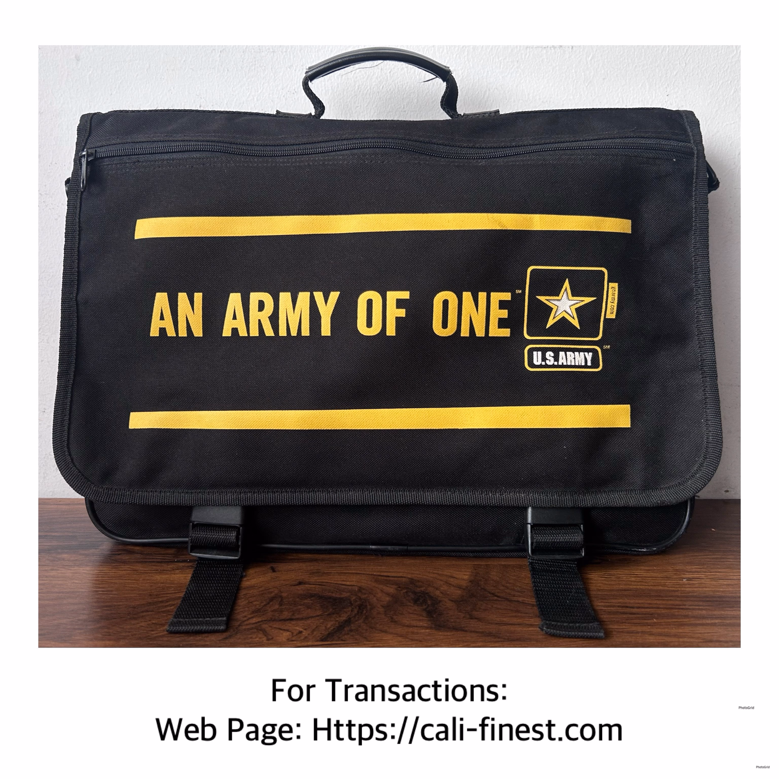 Black US Army of One Graphic Messenger Laptop Bag with strap