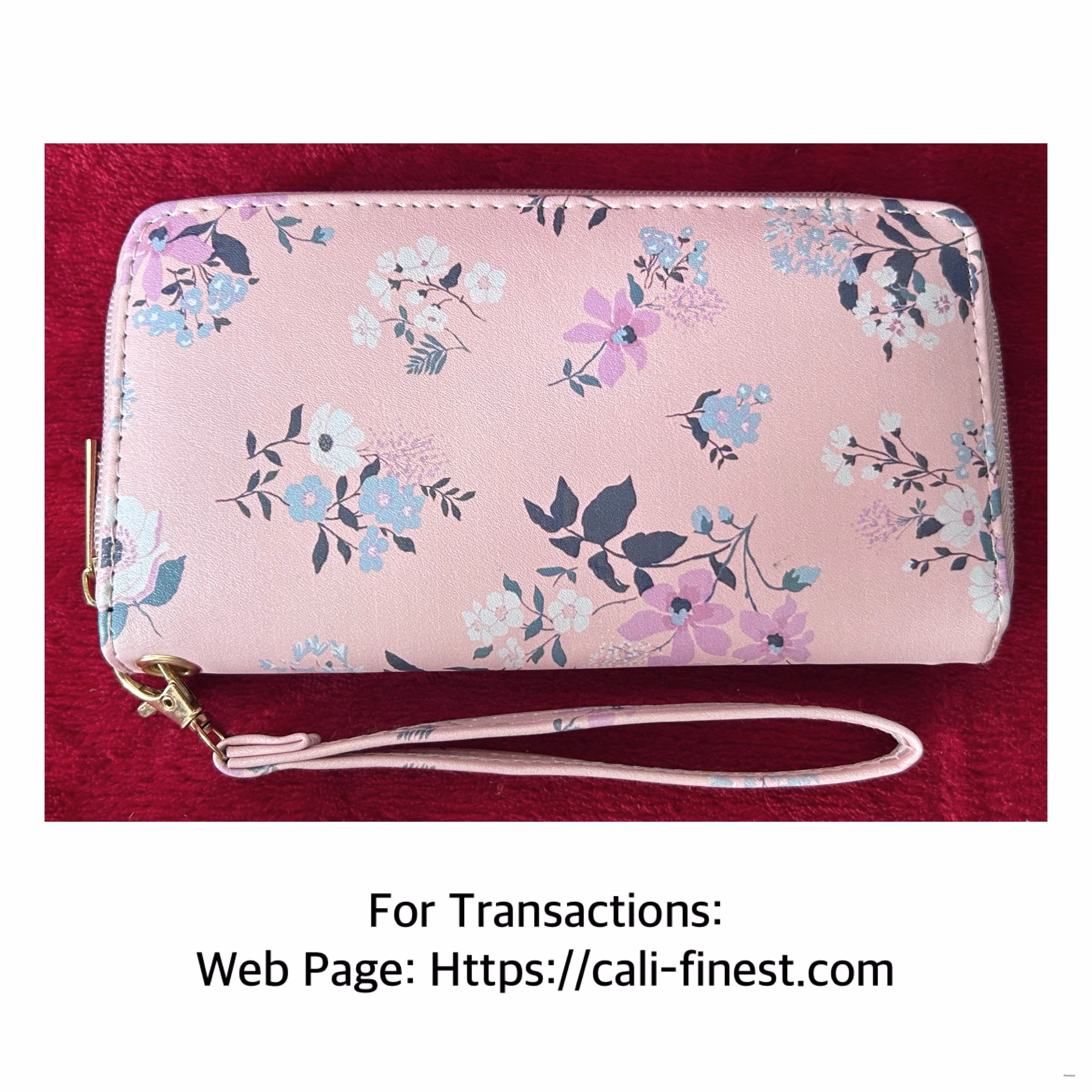 Pink Floral zip-around Wallet