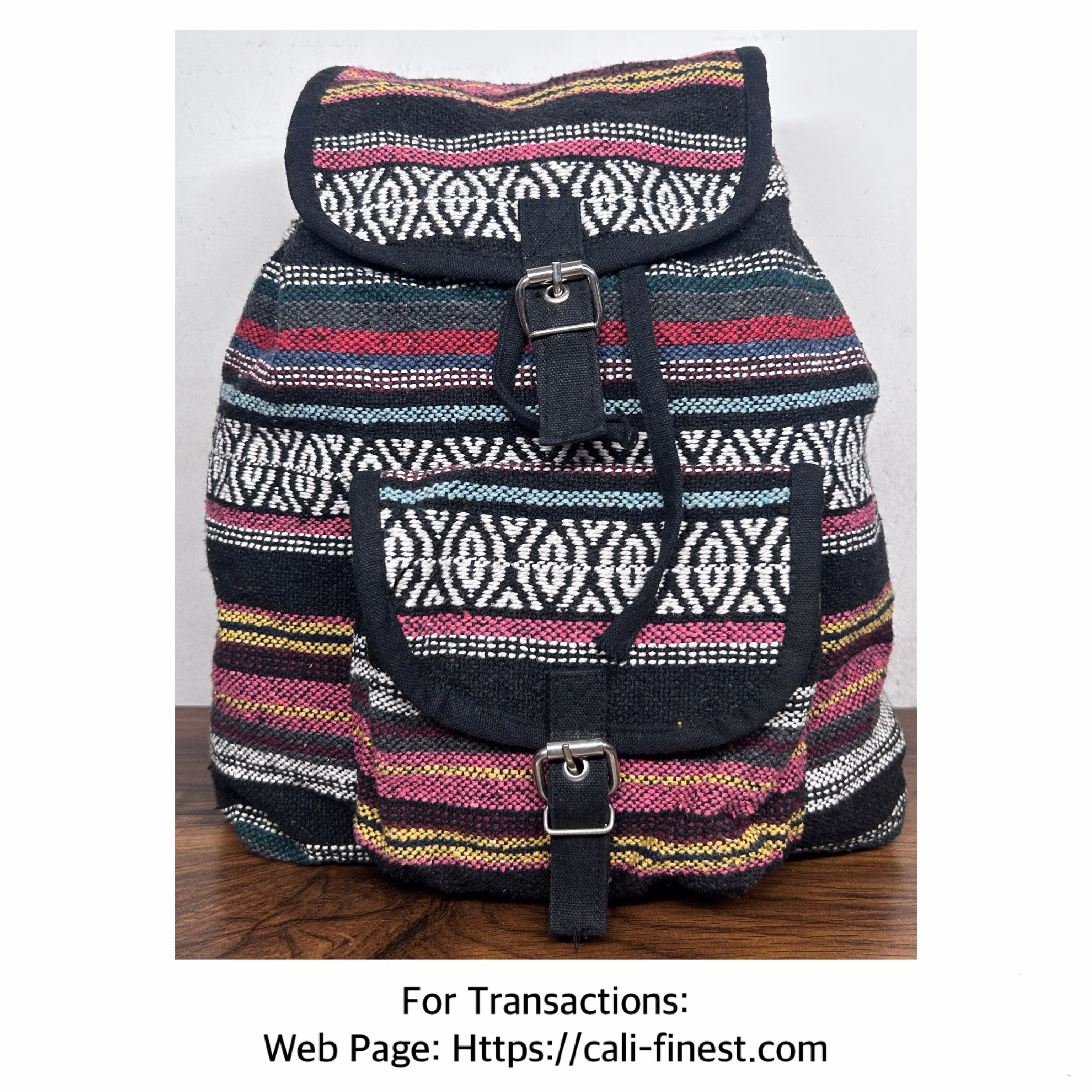Woven Baja style hippie Multi-color stripes and Aztec inspired patterns Bag 