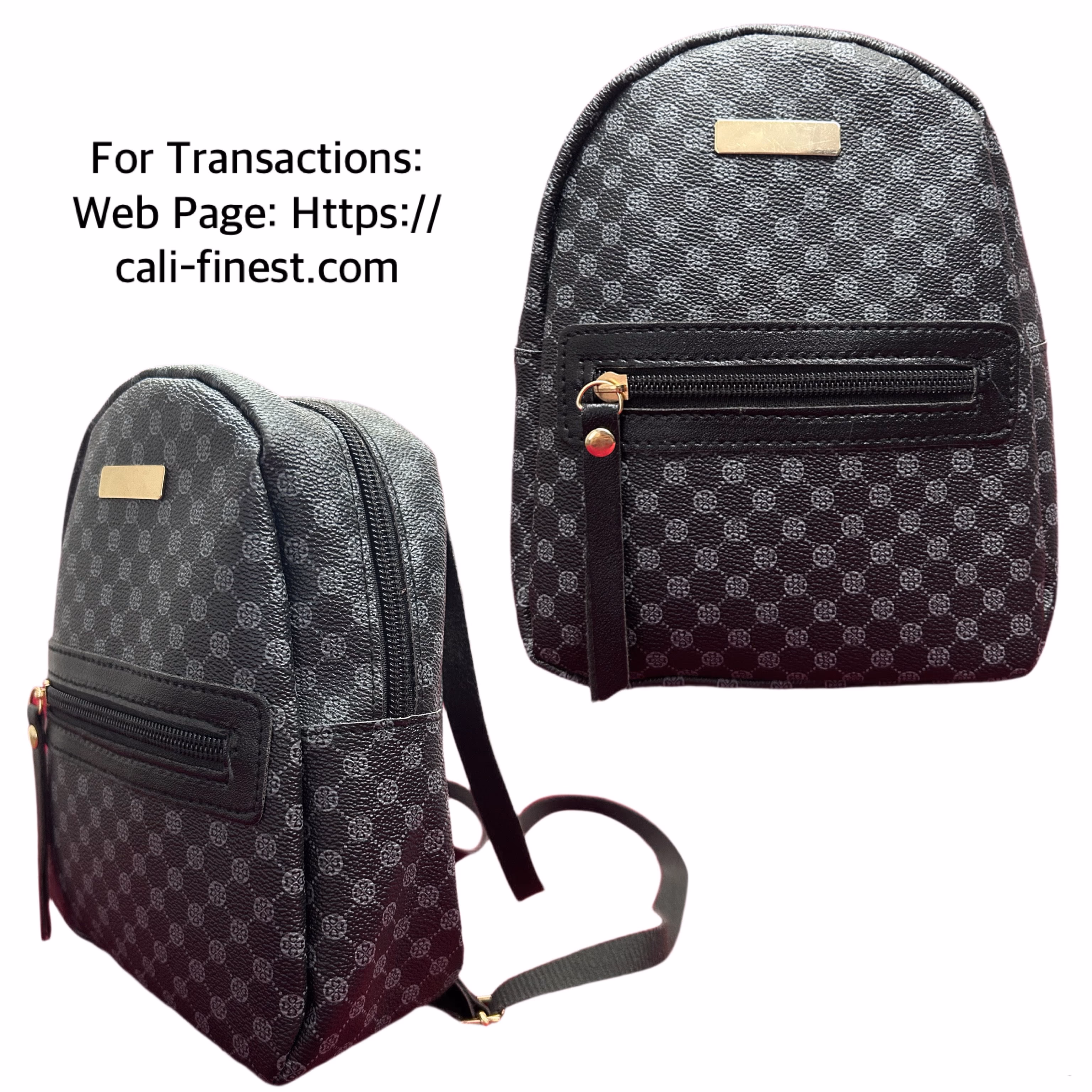 Cute Korean Style Mini Backpack with geometric monogram pattern
