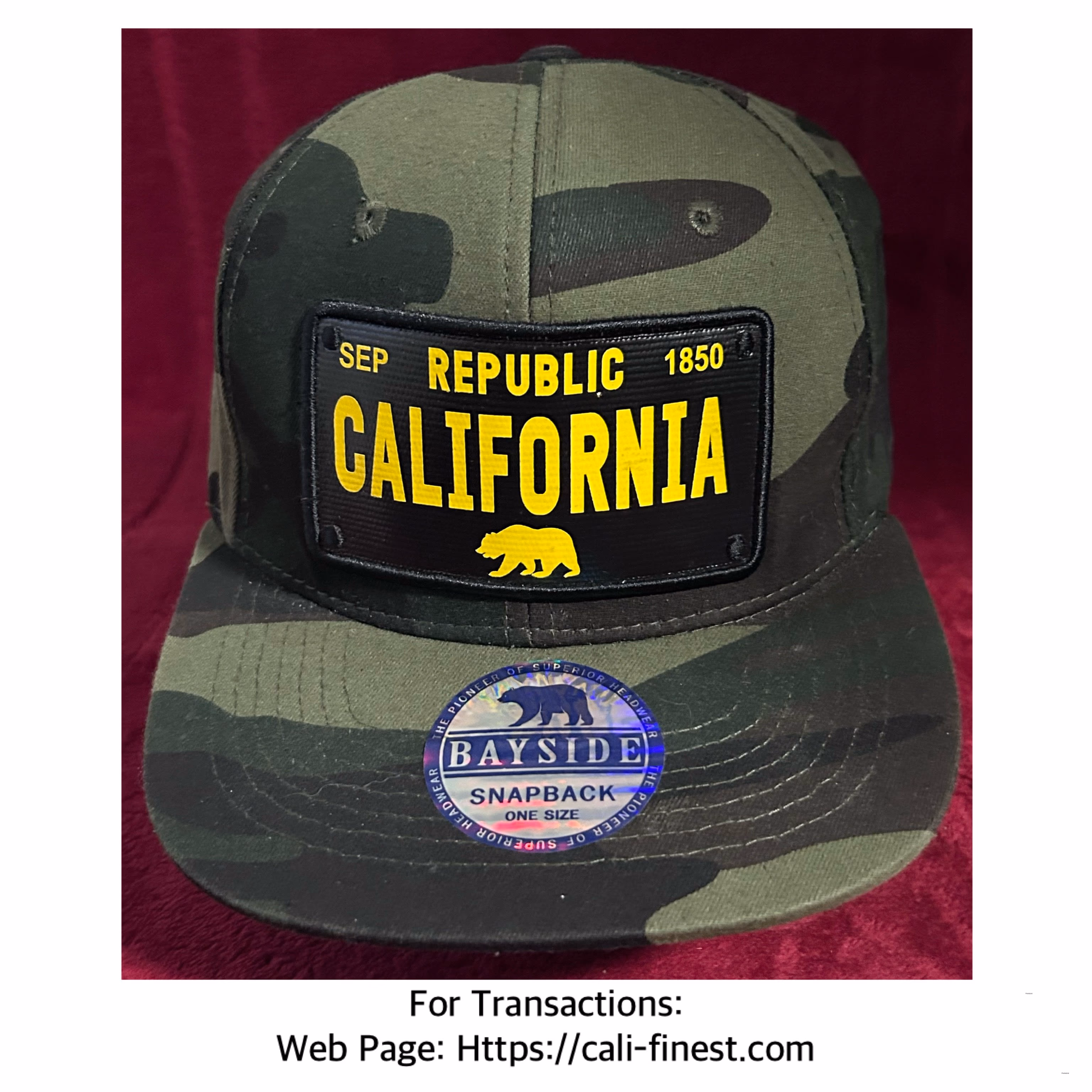 California Plate Logo Camo Adjustable 6 Panel Hat Cap