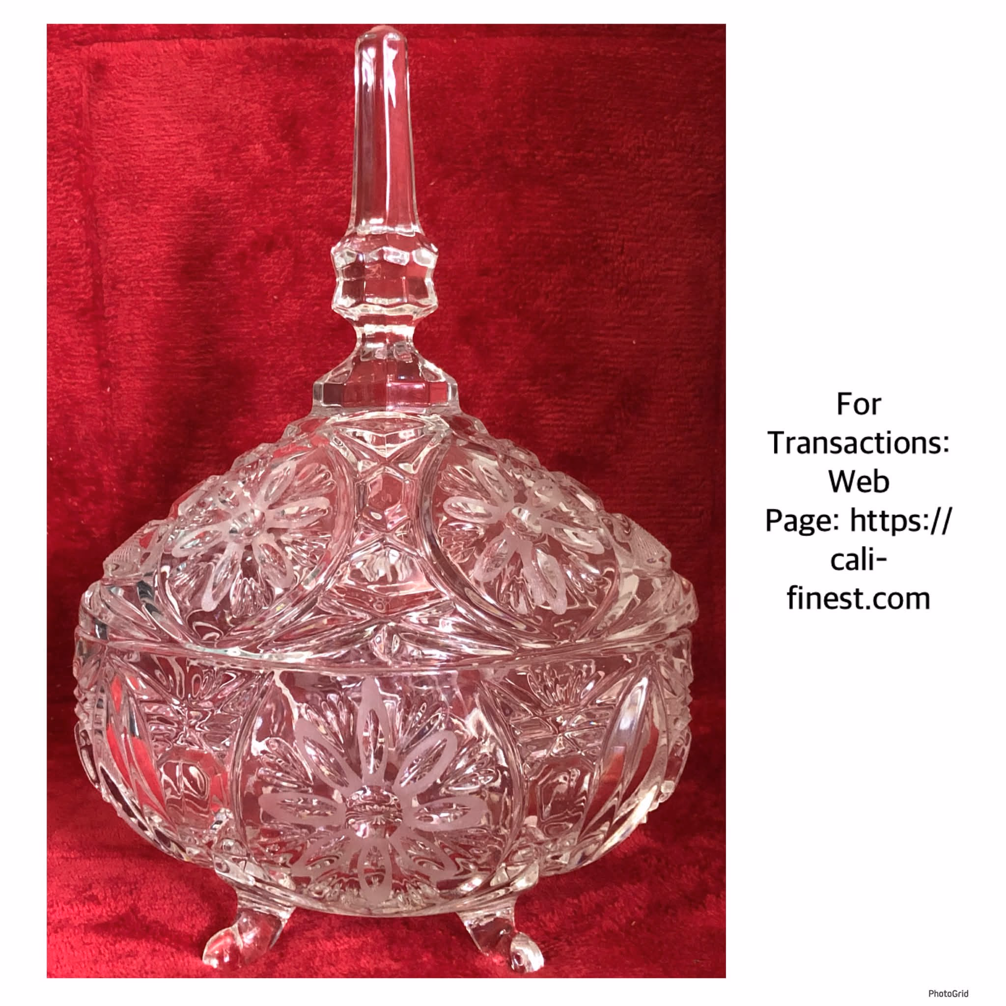Vintage Lead Cut Crystal Covered Candy Pinwheel star burst Mid Century 10”