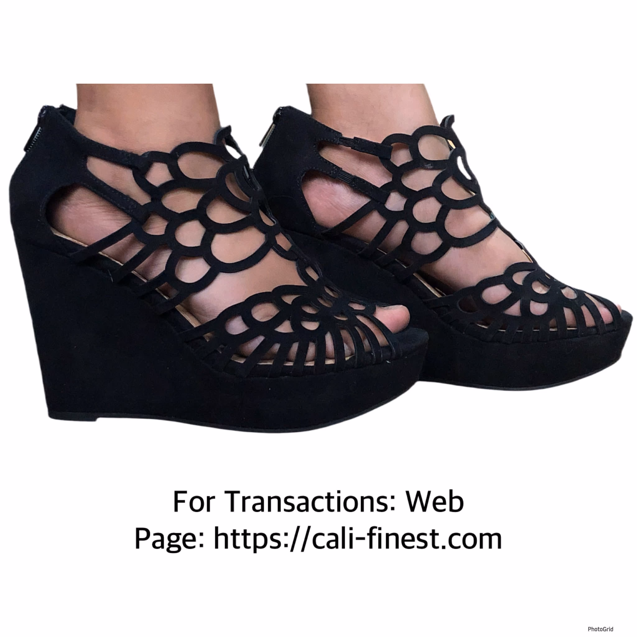 Torrid Black Faux Suede Laser Cut Platform Wedge heels 9W  S#00332 