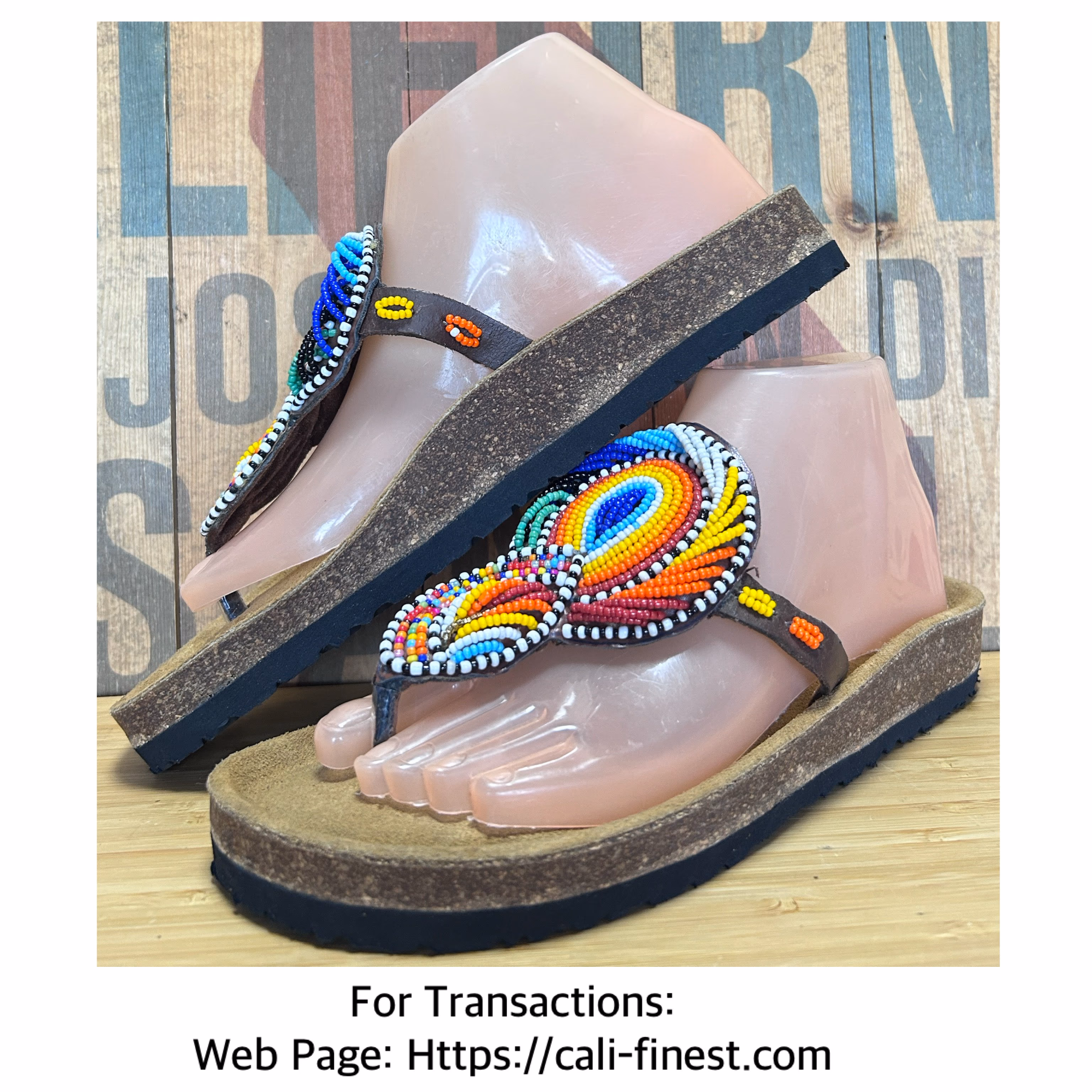 Womens Beaded Brown Sandals   S#00336