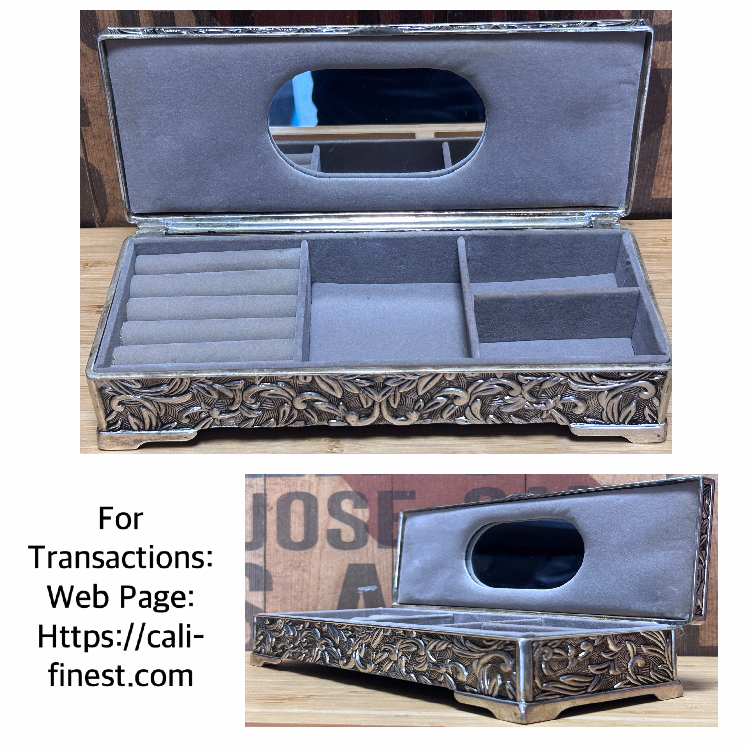 Godinger Silver Plate Jewelry Box Victorian Style Vintage   HD#009 