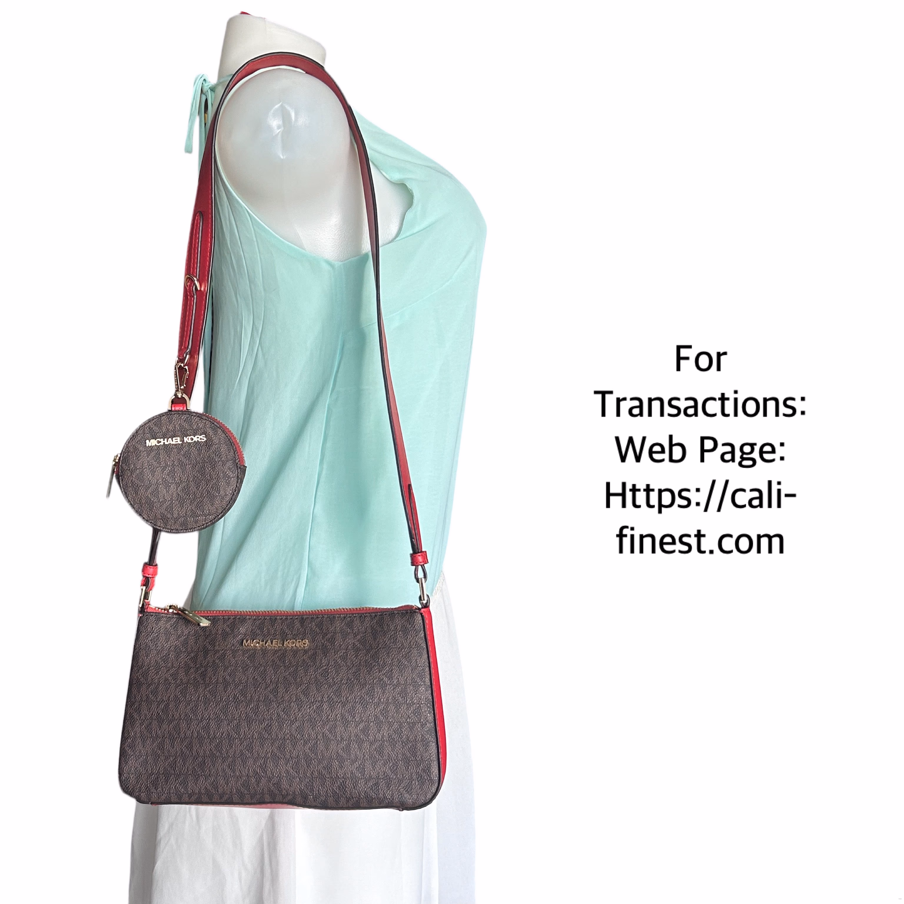 Michael Kors Set Travel Small Crossbody in Brown Red Bag