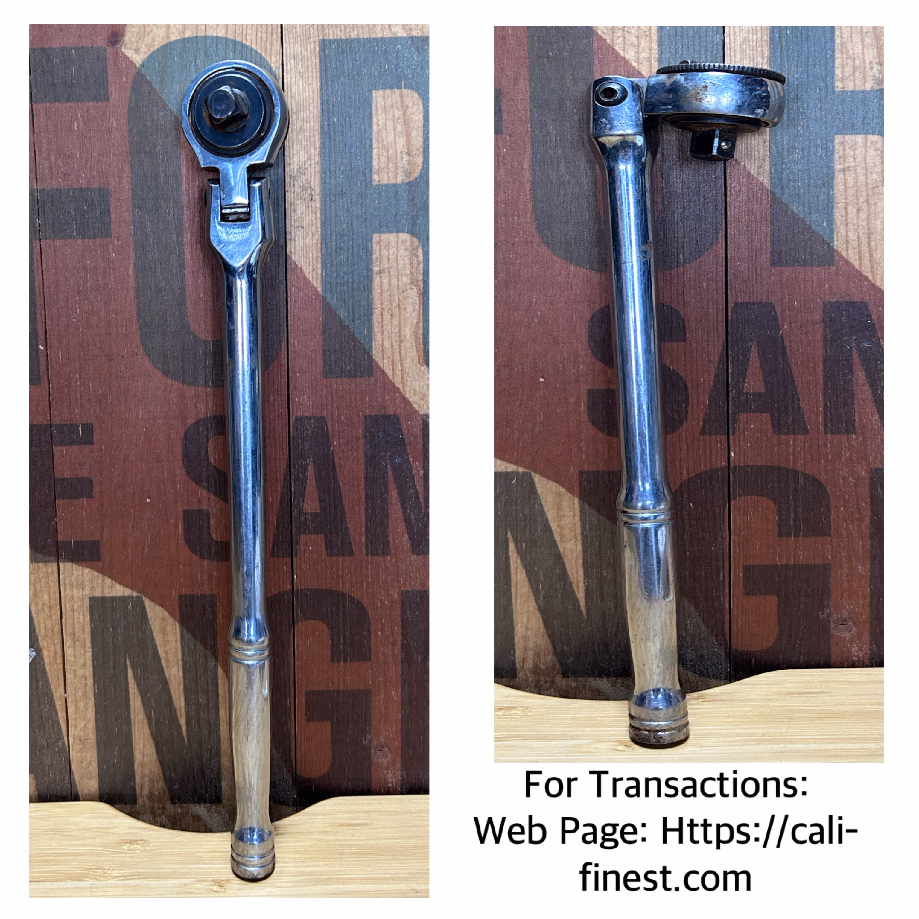 Vintage Powerbuilt CR-V 3/8 Drive Ratchet Long Reach Flex head   HT#0084