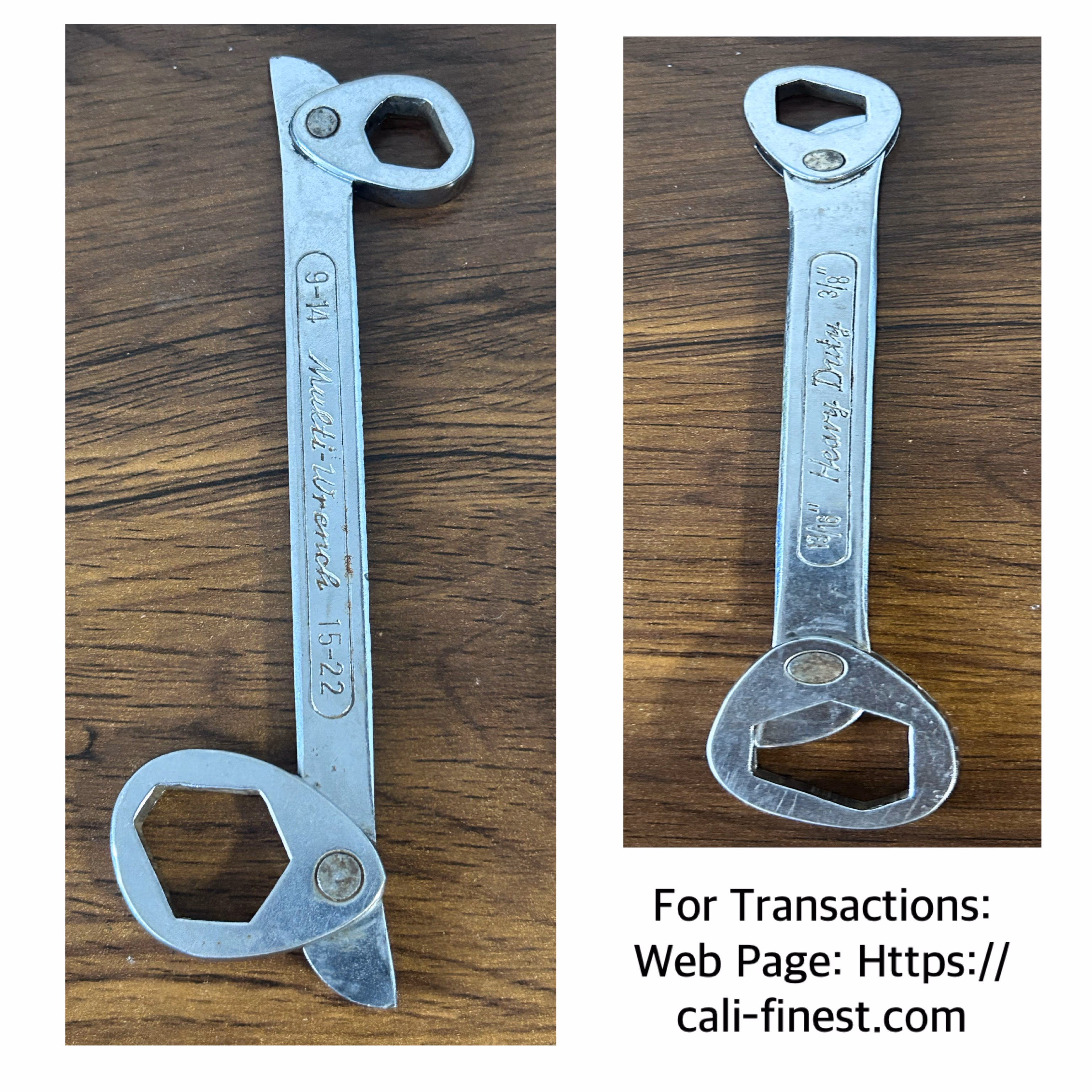 Vintage Multi—Wrench 9mm-14mm and 15mm-22mm 13/16” x 3/8” Heavy Duty   HT#0097 
