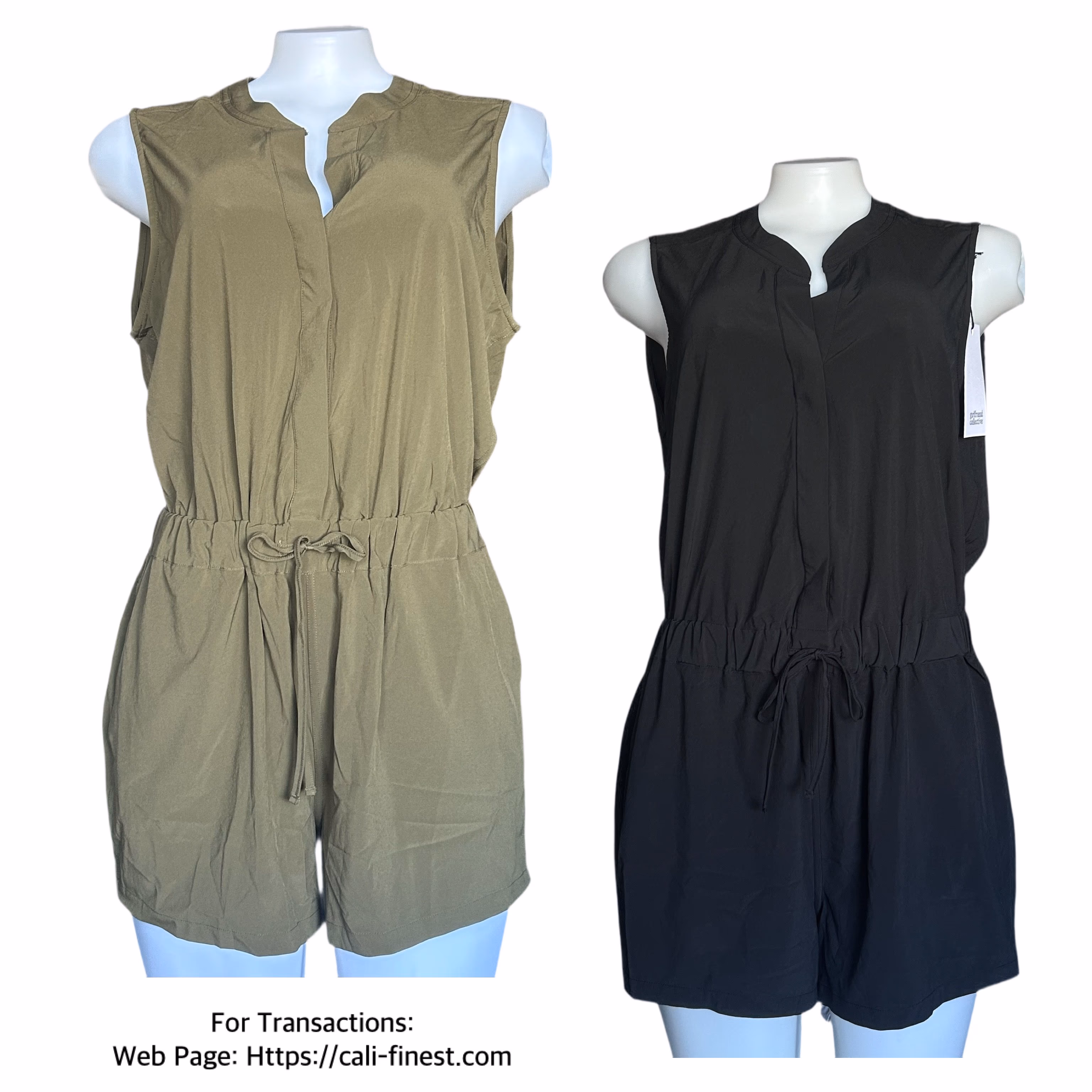 Girlfriend Collective Stretch Woven Sleeveless Romper