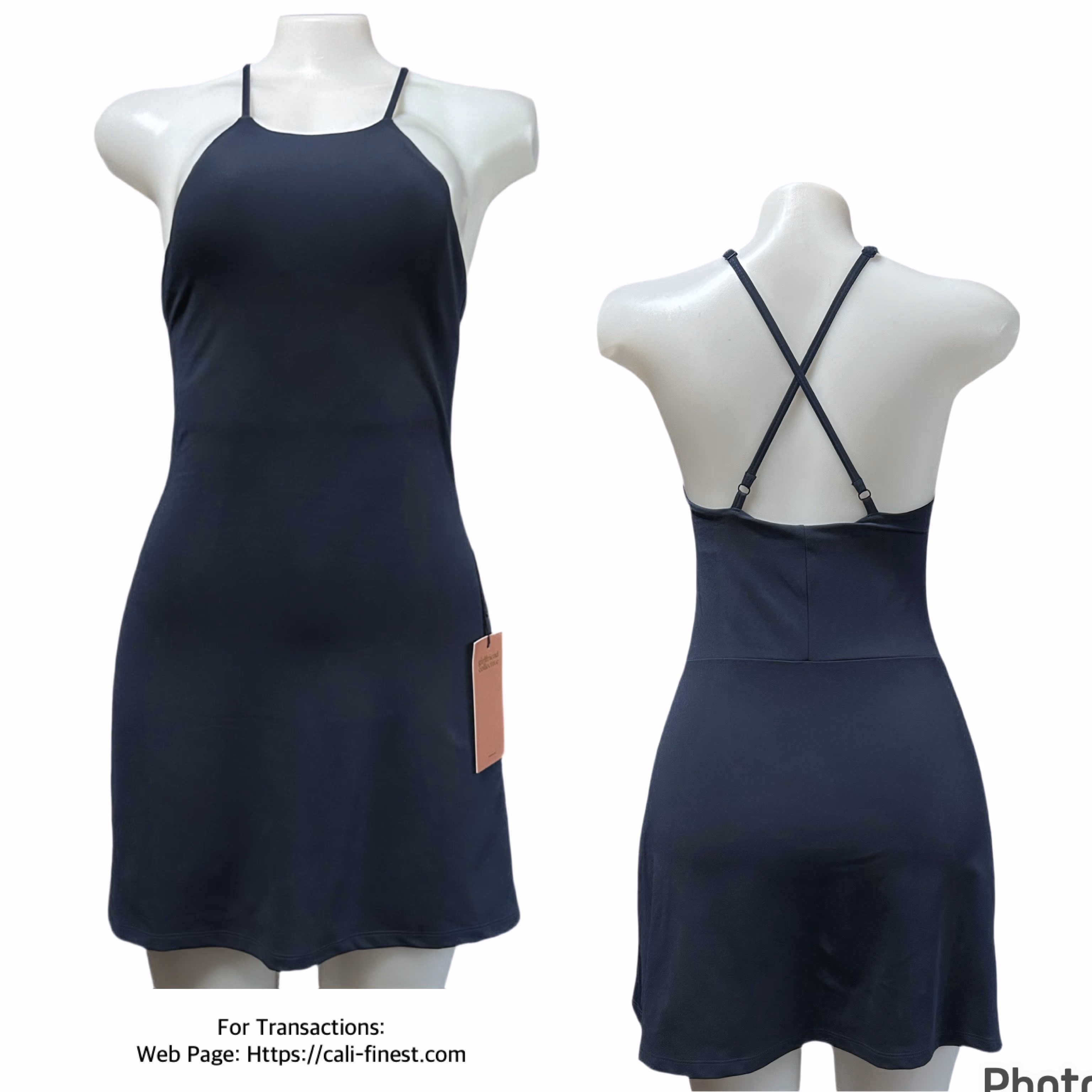 Girlfriend Collective Naomi Workout Dress Crossover, Midnight