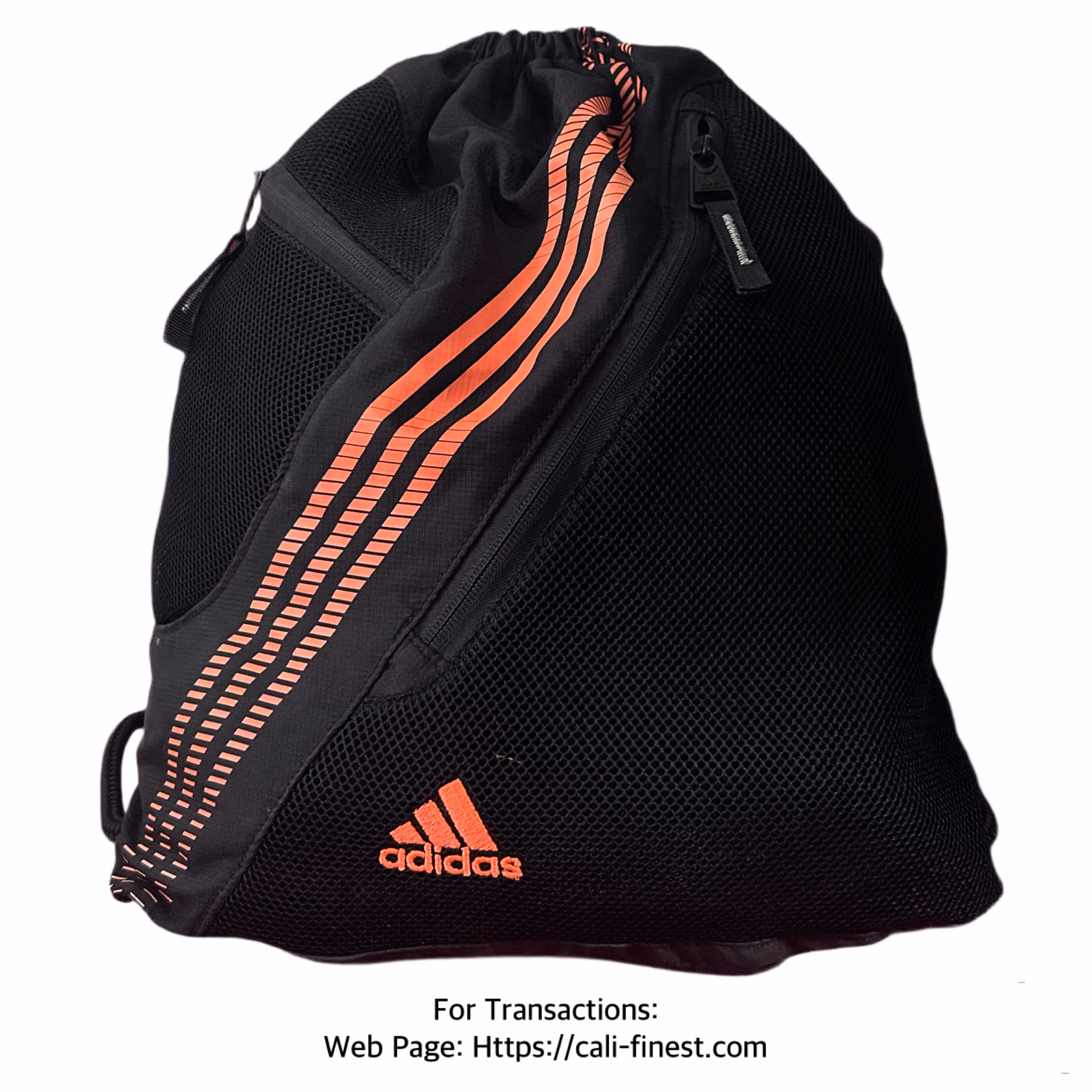 Adidas Black Alliance 3 drawstring Sackpack Orange Stripes and Logo Bag