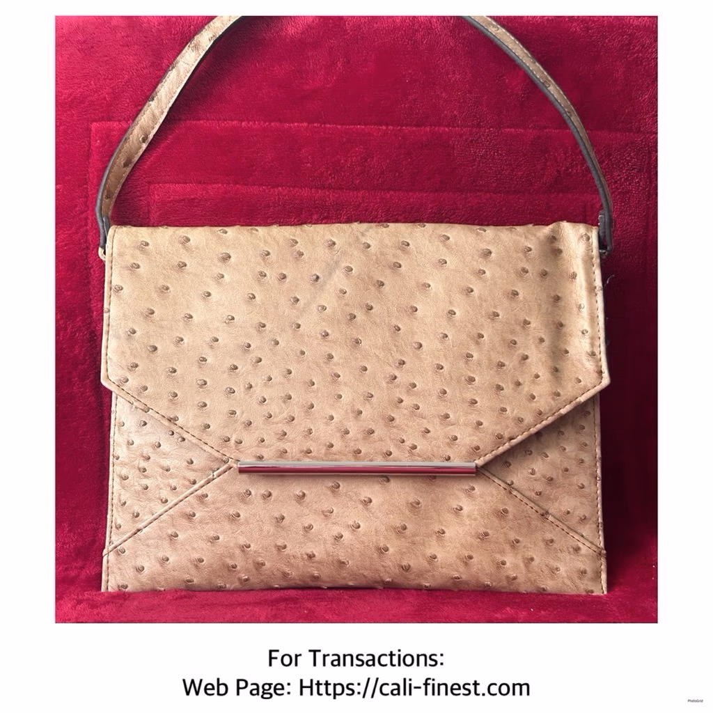 Merona Tan Faux Ostrich Envelope Clutch Bag