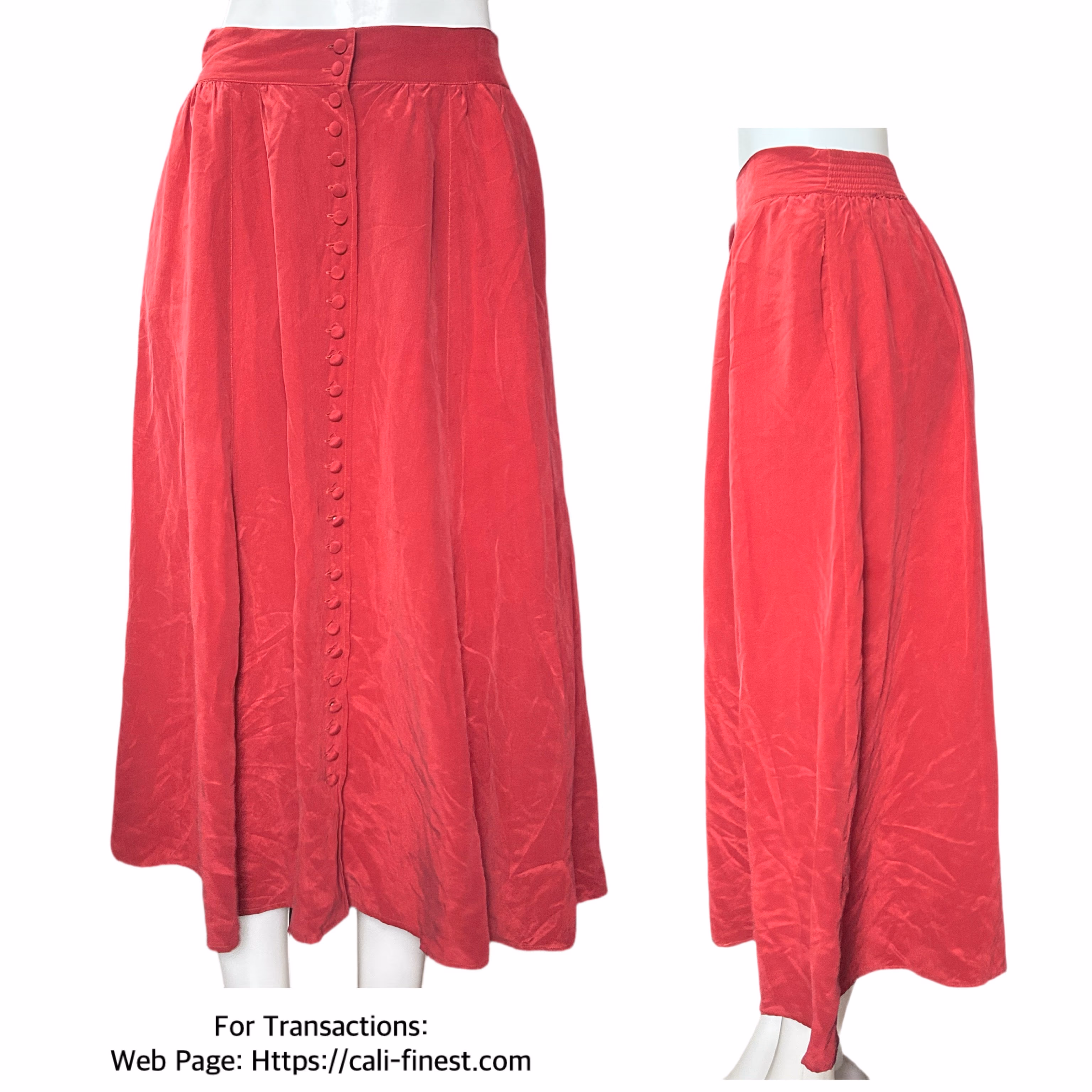  Crystal Red Maxi Skirt with button front for Womens 2 
