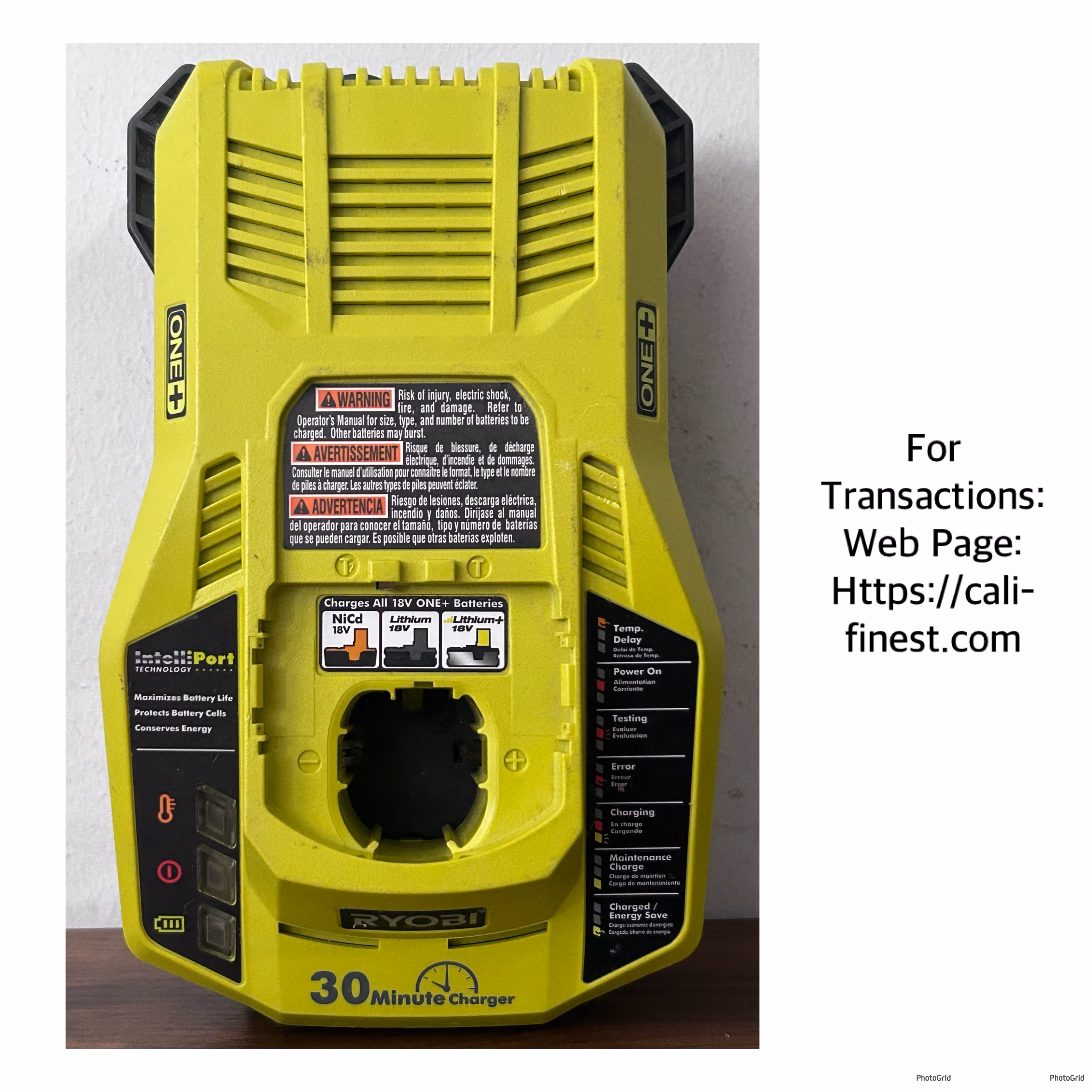 Ryobi P117 Onet 30-minutes Intelliport 18 volt Fast Battery Charger