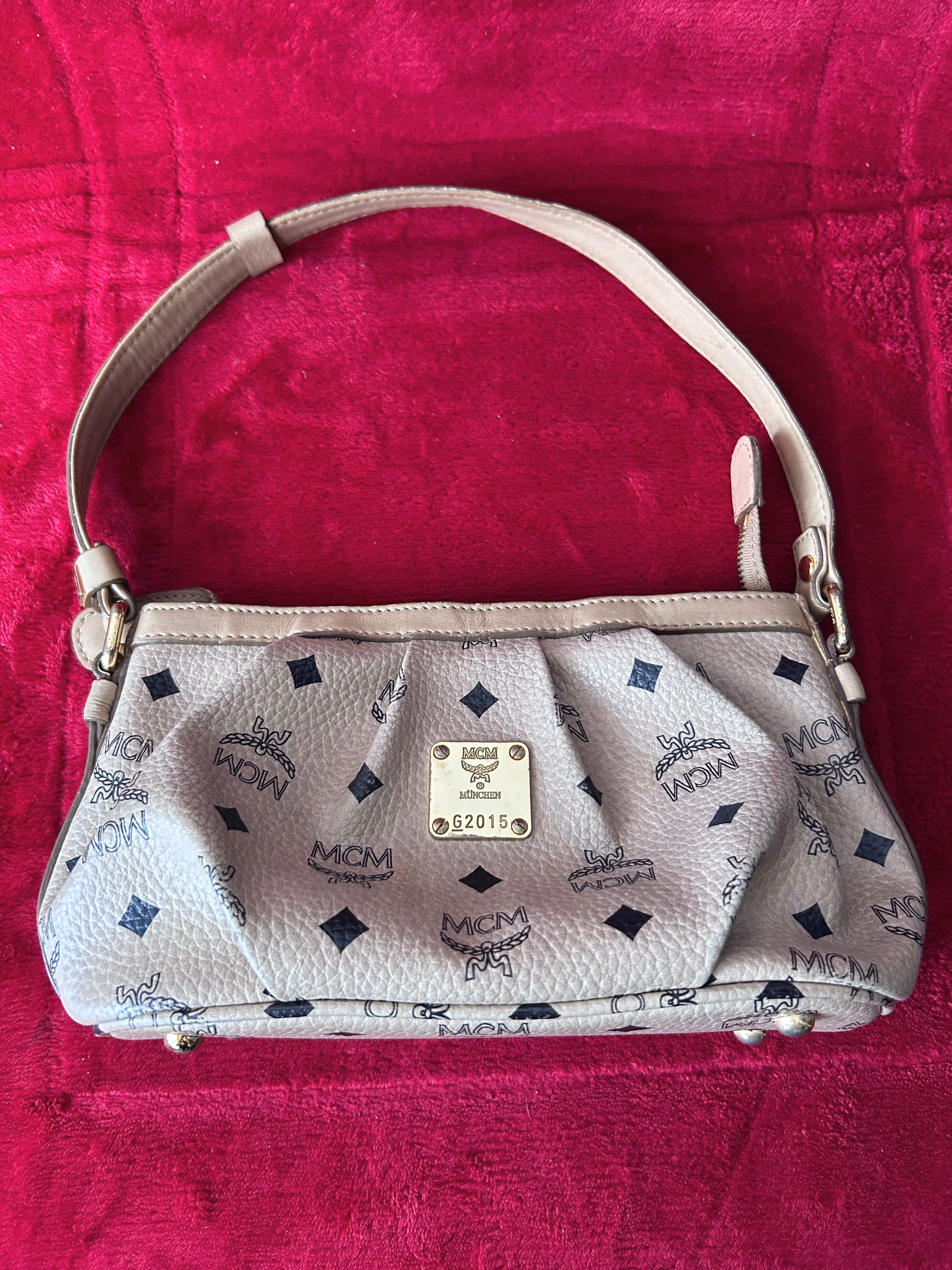 MCM Visetos Style Pleated Demi Shoulder Bag