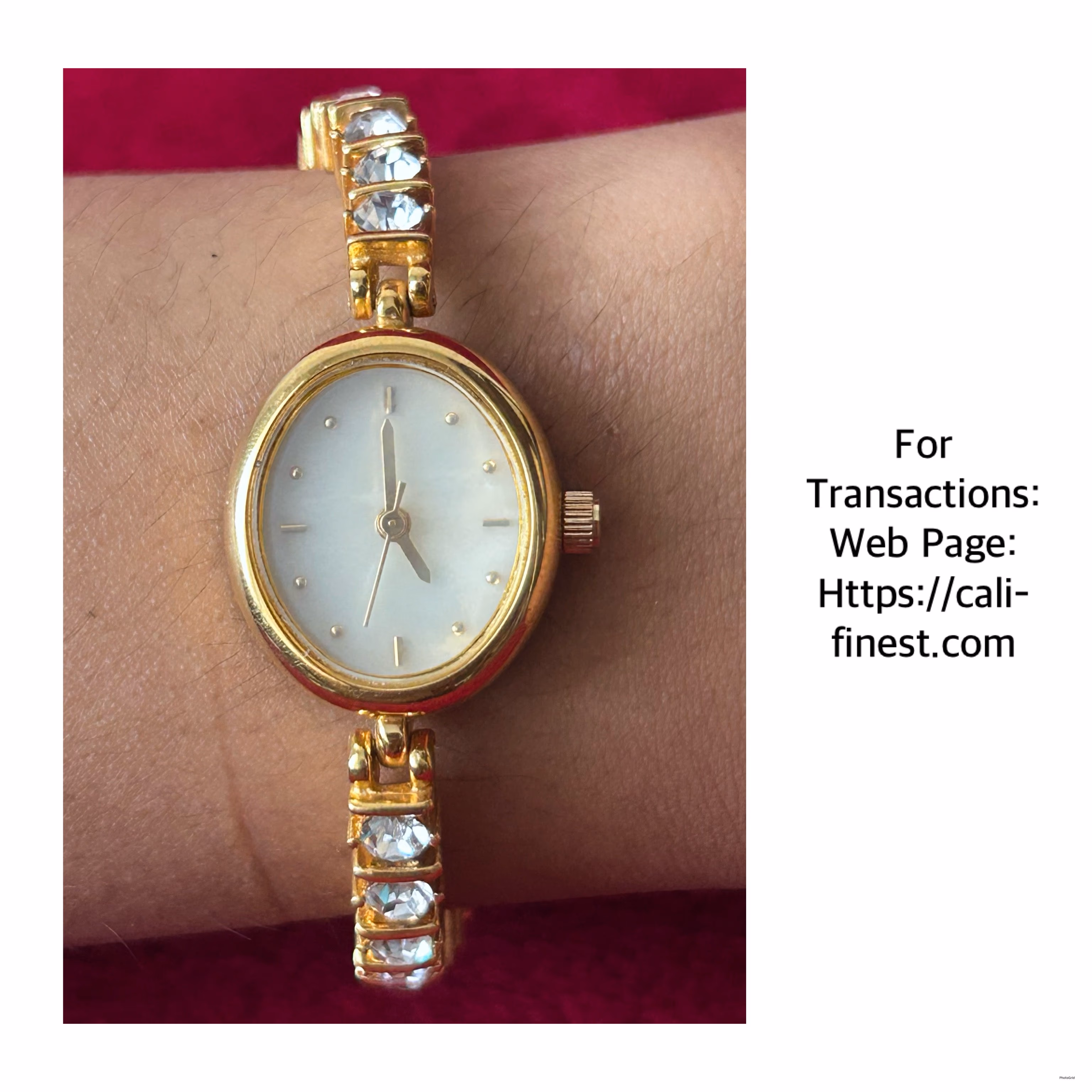 Gold Plated Cubic Zirconia Tennis Bracelet Watch Classic Retro