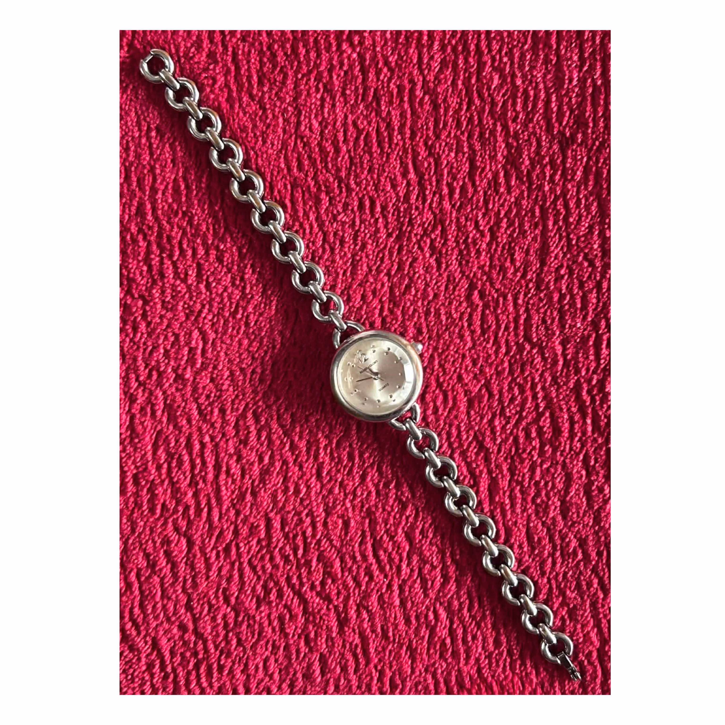 Faded Glory Ladies Watch Silver Tone Chain